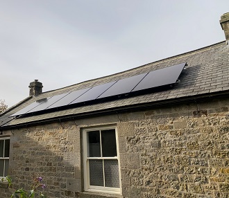 Solar panels at Cambo Village Hall