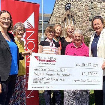 Cheque presented to Craster from Northern Powergrid Foundation