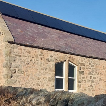 Solar panels at Craster, Northumberland