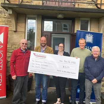 Representatives of Healeyfield Parish Council with a grant donation cheque from Northern Powergrid Foundation