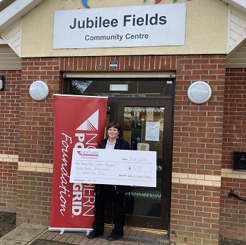 Community of Jubilee Fields receiving a grant cheque from the Northern Powergrid Foundation