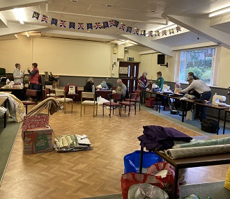 Upper Don Community Group making curtains
