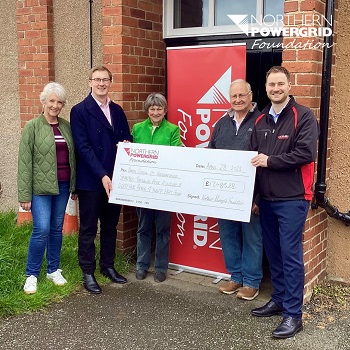 Cheque presented to Whitley Chapel from Northern Powergrid Foundation
